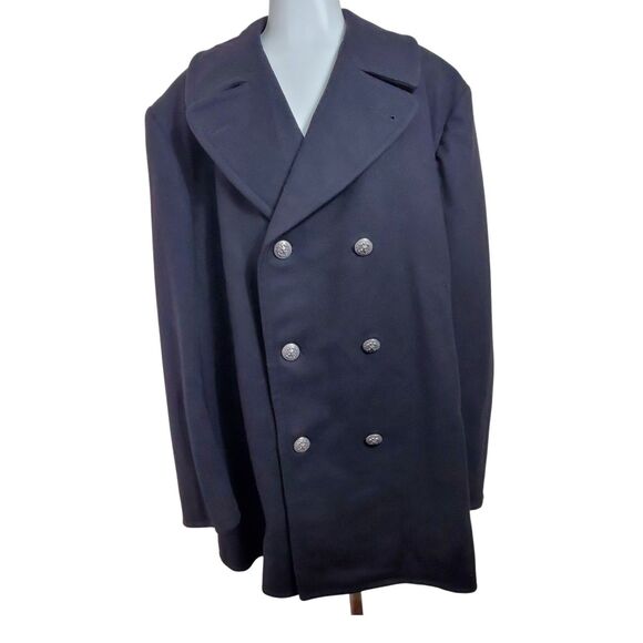 VI-MIL Other - U.S. Navy Enlisted Wool Overcoat Men’s 44R Vintage Military Coat Pewter Buttons